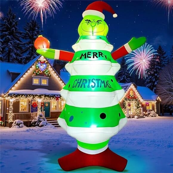 8FT Christmas Inflatable with LED Lights, Funny Christmas Outdoor Decorations - Picture 8 of 8